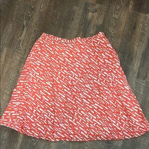 Chicos Cotton Skirt Size 3 X-Large  Orange White Print A-Line Size‎ Zip Lined